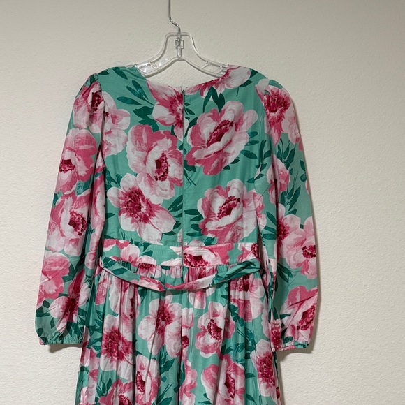 Ivy City Co Floral Long Sleeve Dress - Pink and Green - Picture 4 of 6